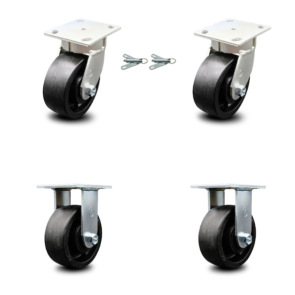 5 Inch Kingpinless Glass Filled Nylon Wheel Caster Swivel Locks 2 Rigid, 2PK